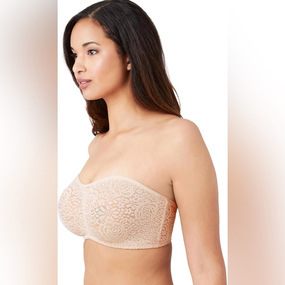 NWOT Wacoal Women's Halo Lace Strapless Bra in Cream/Tan 40DD - Picture 2 of 8